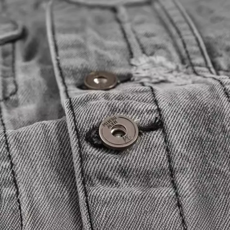 Gilet di jeans da uomo primavera estate e autunno grigio versione coreana locomotiva di grandi dimensioni commercio estero gilet casual gilet alla moda