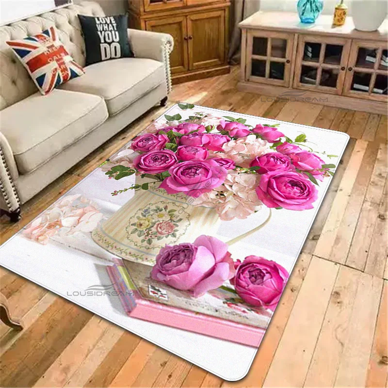 

Flower Bouquet Pattern Decorative Carpet Children's Bedrooms Floor Pad Can Customize Rug Living Room Cushion Door Pad