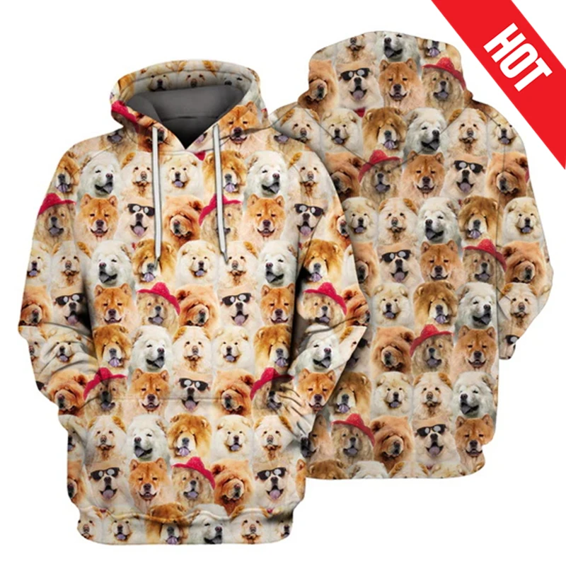 3D Printed Cute Dog Sweatshirt For Men Animal Pets Pattern Hoodie Long Sleeved Pullovers Spring Autumn Hooded Clothes Funny Tops