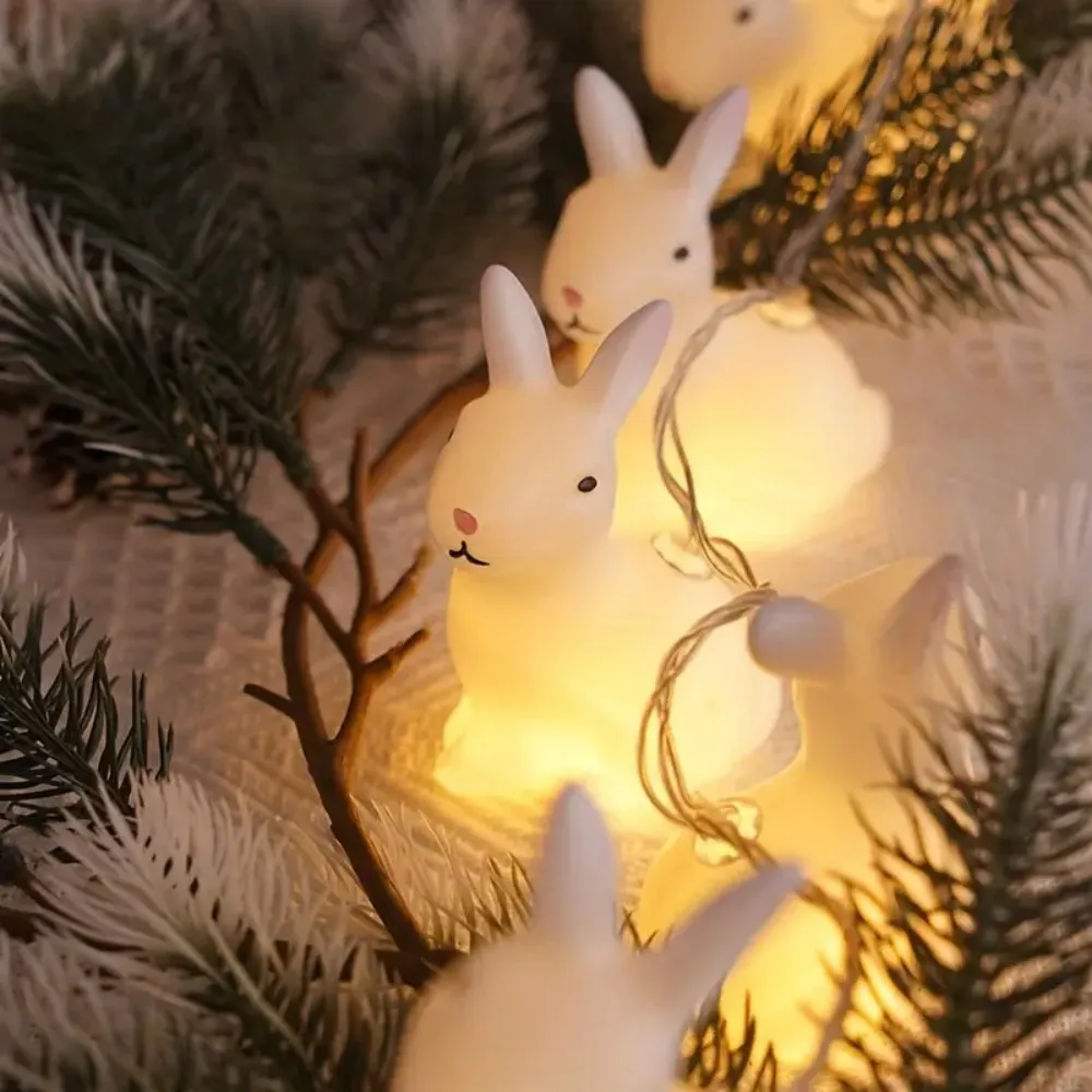 1PC 1.5M10 LED battery pack rabbit light string, suitable for indoor, bedroom, garden, party, Easter decoration