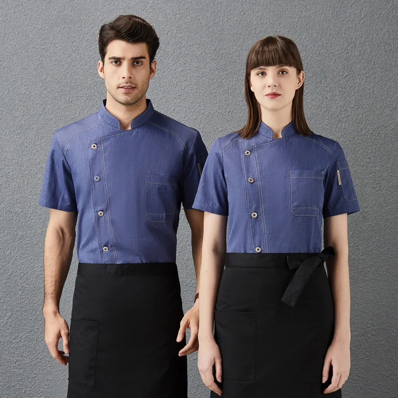 Uniforme de chef d'hôtel à manches courtes, vêtements de travail de cuisine et de cantine, cuisson de gâteaux, cuisine occidentale, été, hommes et femmes