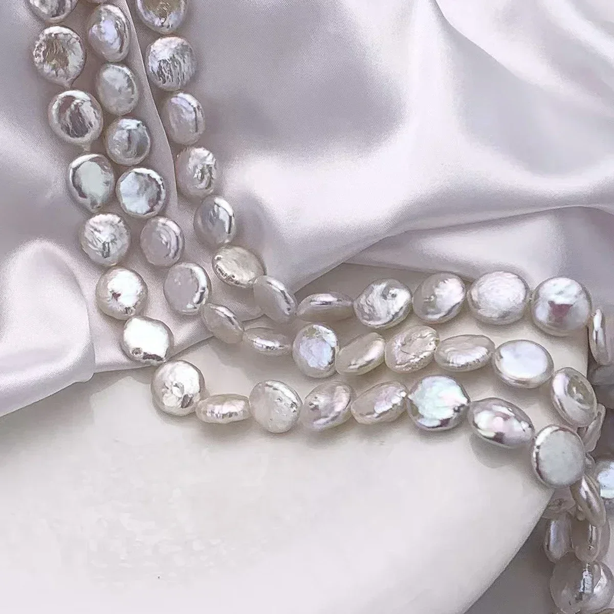 13-15mm 6A Hot Sale Natural Freshwater Pearl Flash Round Baroque Bead Women Gift Jewelry Make DIY Necklace Bracelet Accessories