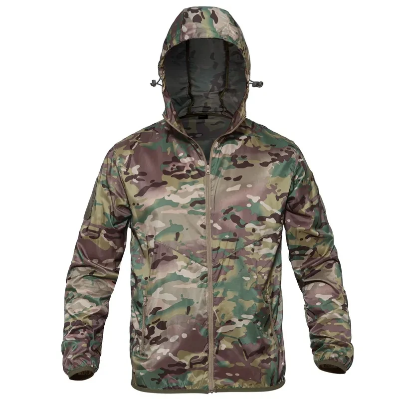 Giacche tattiche mimetiche in pelle da uomo Ultra leggero Quick Dry Combat cappotto impermeabile tuta da pesca estiva militare abbigliamento da