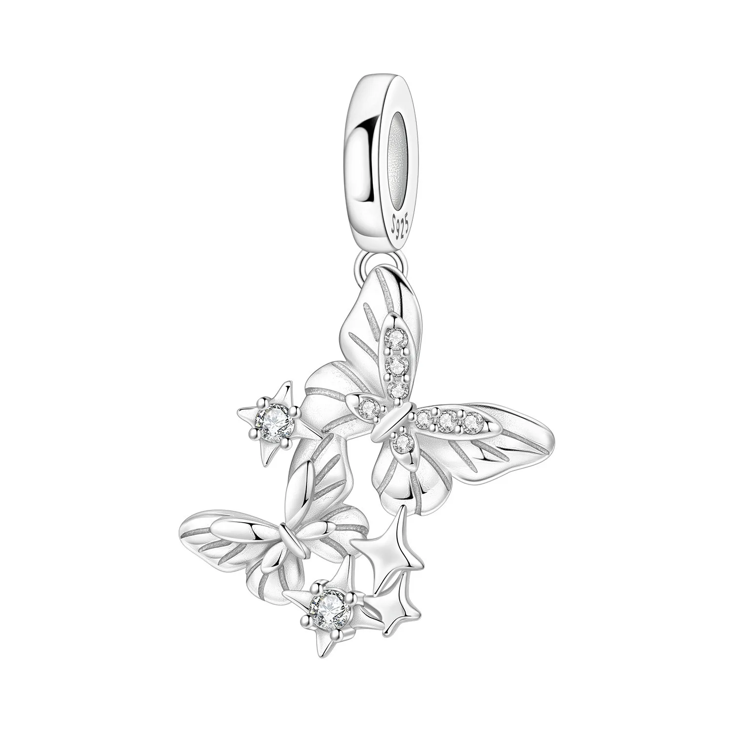 

Orstarry 925 Sterling Silver Double Butterfly Dance Starry Pendant Beads Original Bracelet Charm Jewelry Party DIY Trendy Gifts