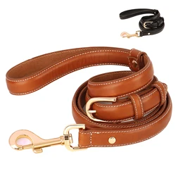 Adjustable Genuine Leather Dog Leash Soft Pet Training Leash Rope for Pitbull German Shepherd Small Medium Large Dogs