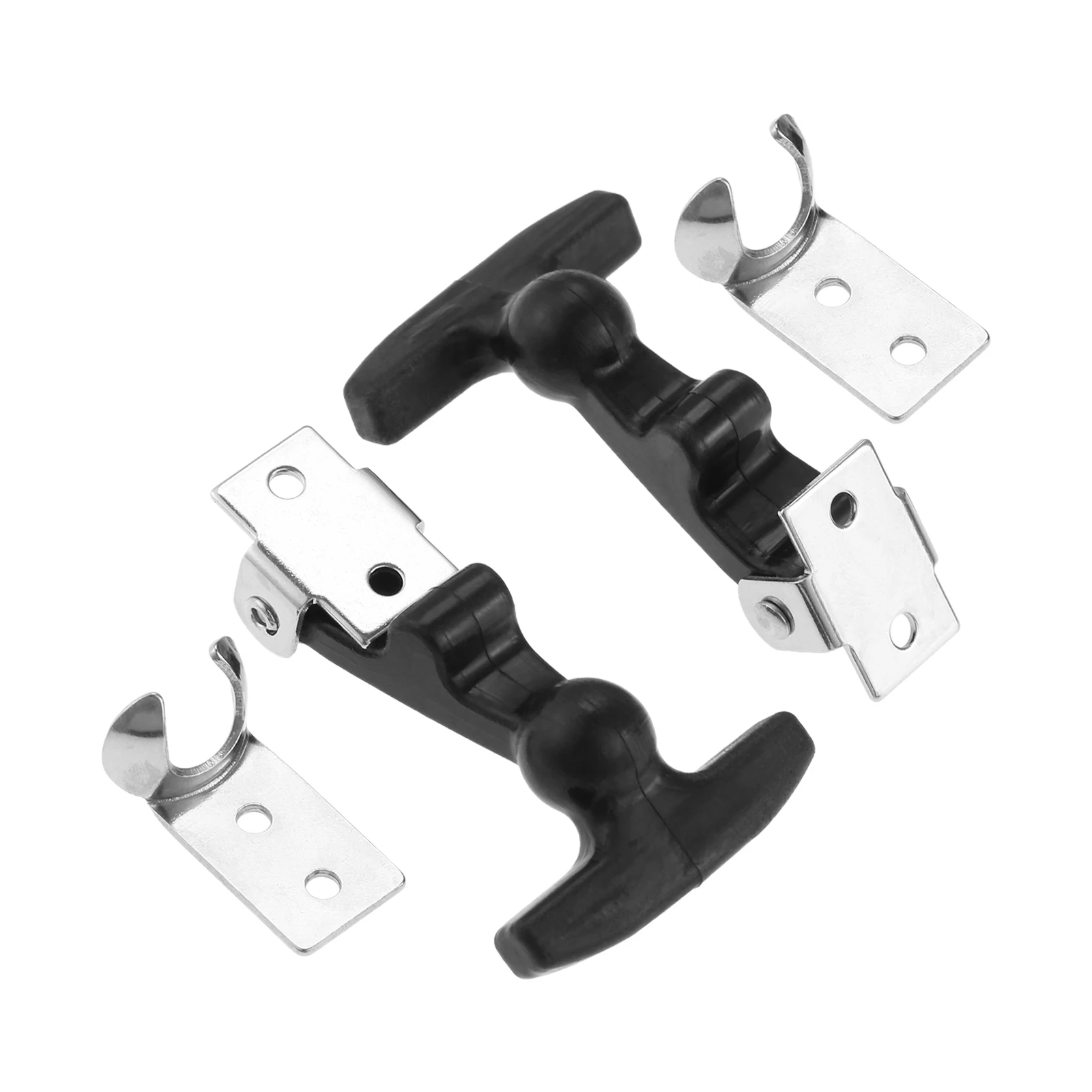 2pcs Rubber Elastic Shock-absorbing Latch Stainless Steel Brackets T-type Hood Trunk Latch Vertical & Horizontal Install Toolbox