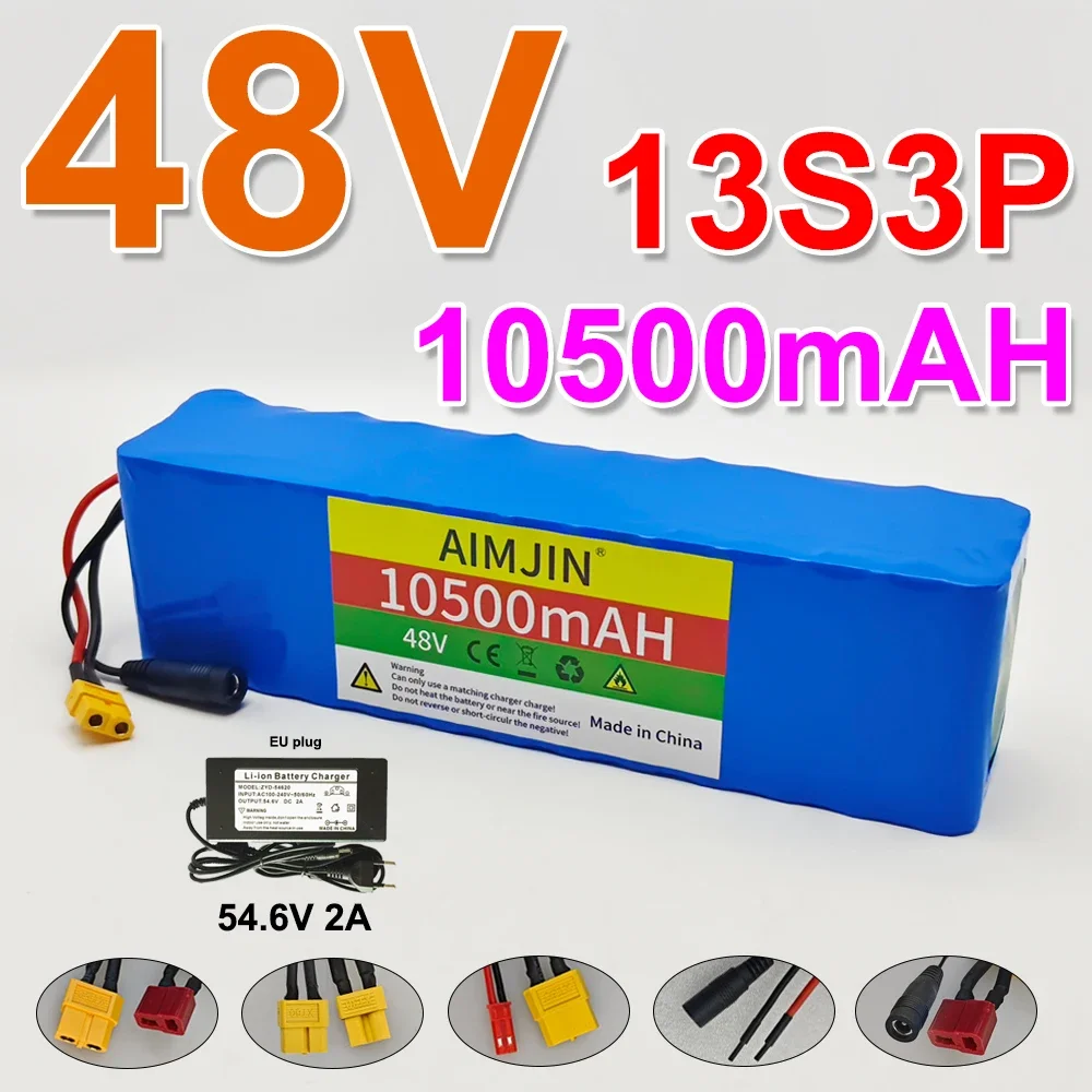 

Lithium Battery 48V 13S3P 10.5Ah 18650 Batteries Pack for 500W 750W motor 48v Lithium Battery Rechargeable Battery Built-in BMS