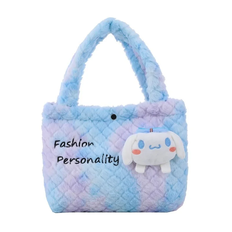 Nuevo Sanrio Kuromi bolso de mano de felpa de doble cara, bolso cruzado de Anime de dibujos animados, bolsas de almacenamiento de viaje para cosméticos, regalos para mujeres y niñas