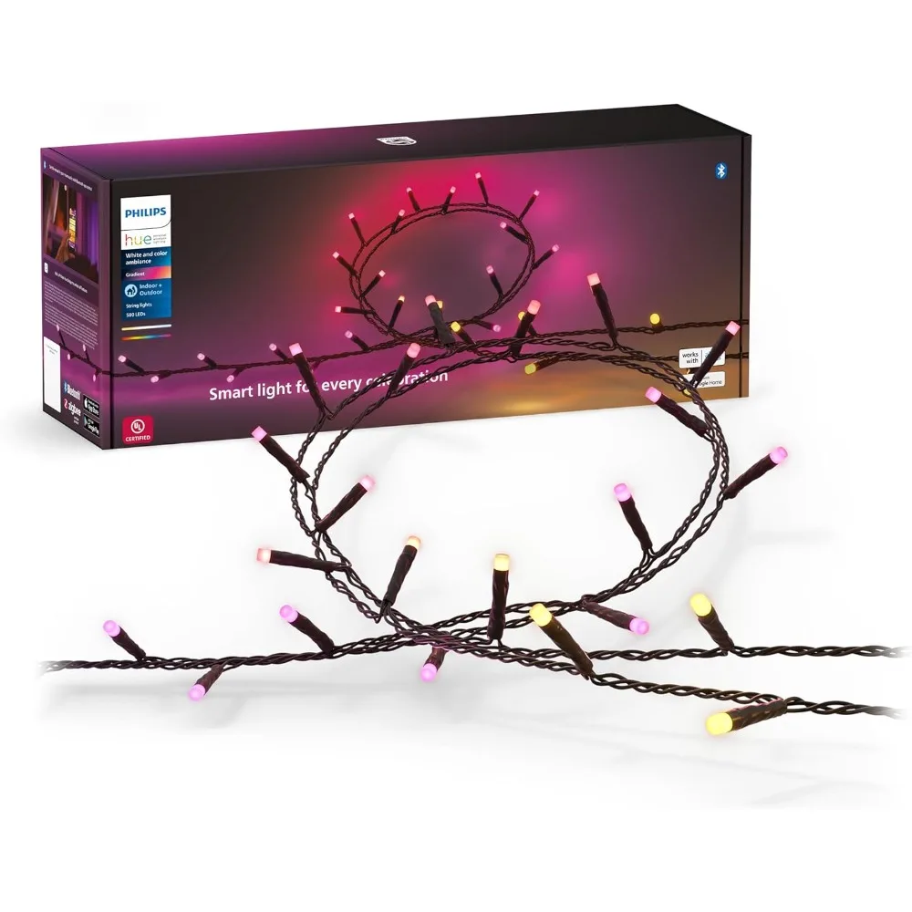 or/Outdoor Holiday 130-Foot Festavia String Lights - 500 Mini Color Changing Smart LEDs - Weatherproof - Control