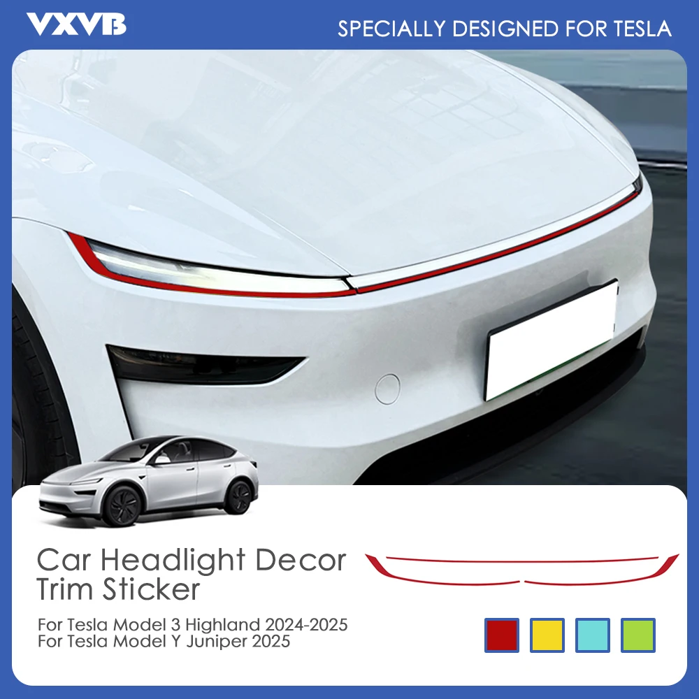 

Для Tesla Model 3 Highland Model Y Juniper 2025 автомобильные фары, декоративная полоса для бровей, пленка для изменения цвета, декоративная наклейка, аксессуар