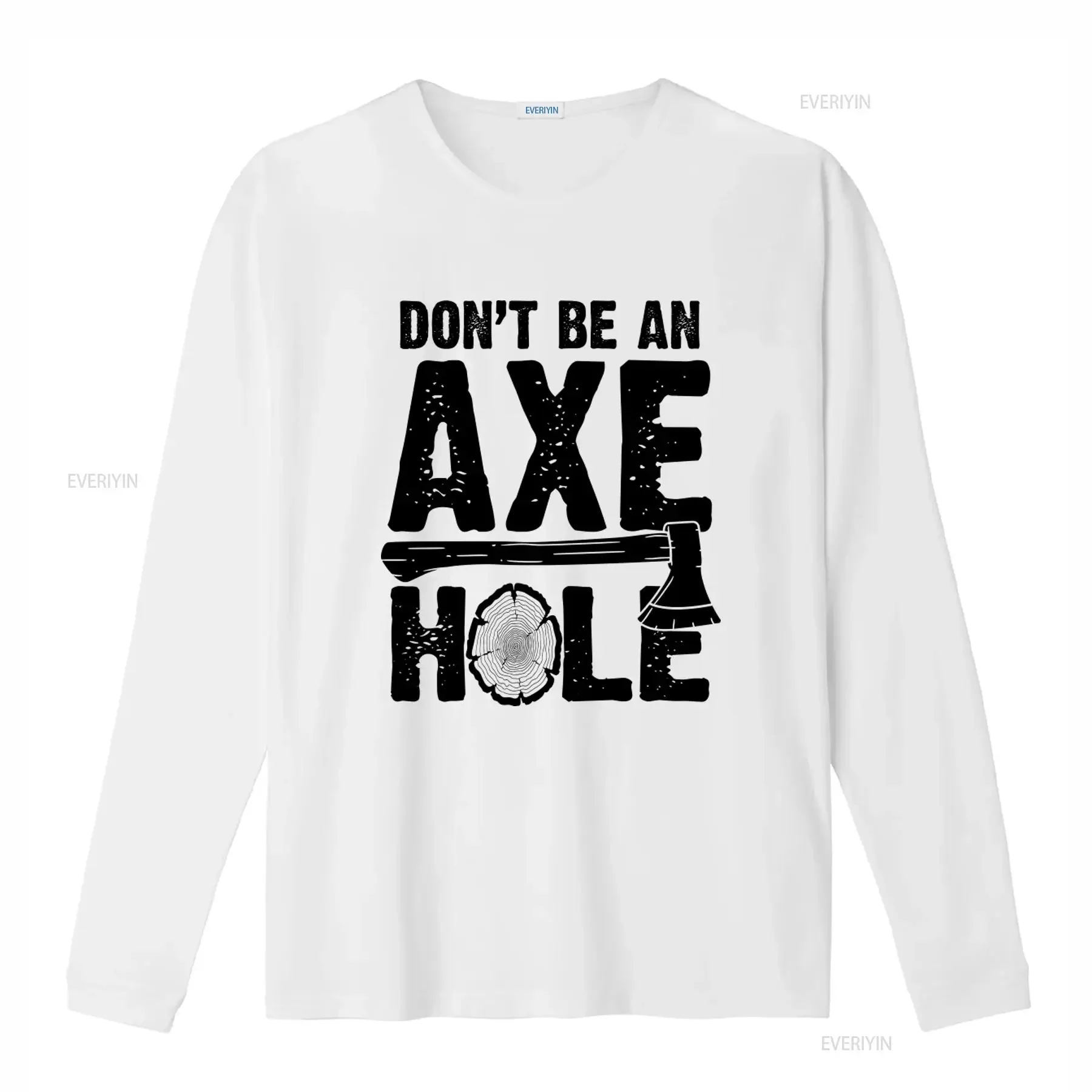 Funny Axe T Shirt Hole Throwing Lumberjack Ax Long Sleeve Apparel Casual  vintage Washed Slightly homme Unisex Comfortable