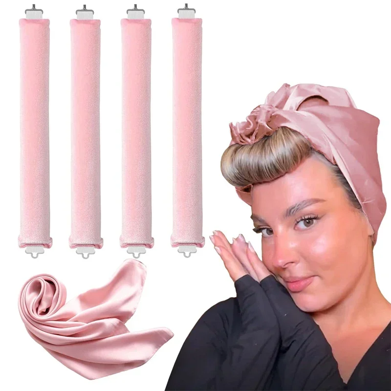 Hitteloze Haarkruller Zonder Warmte Haarrollers Krultang Hoofdband Met Sjaal Zachte Slapende Luie Krullen Flexi Rods Haarstylingtools