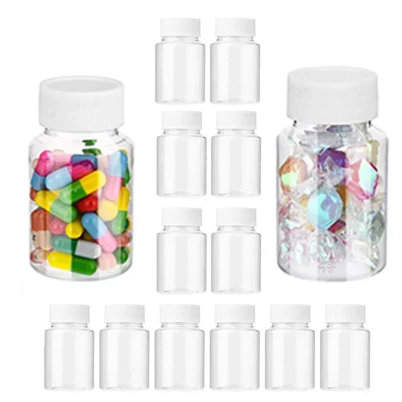 50Pcs 15/20/30/50/60/80/100ml Clear Plastic Pill Bottles Pill Tablet Dispenser Bottle Containers Ideal For Liquid Powder Pills