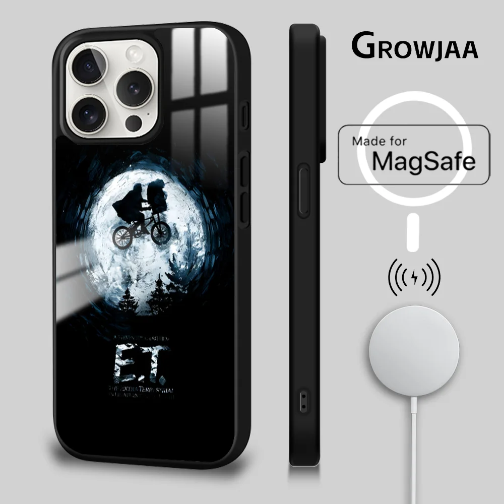 Movie ET The E-Extra-TerrestrialS Phone Case For iPhone 16 15 14 13 12 11 Pro Max Plus Mini Magsafe Mirror Wireless Magnet Cover