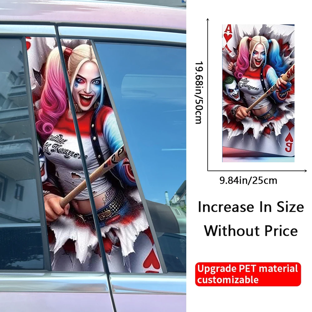 Zombie Joker Lady Car Stickers Auto B-pillar Car Center Column Decoration Cover Scratches Waterproof Decals Car Accessories