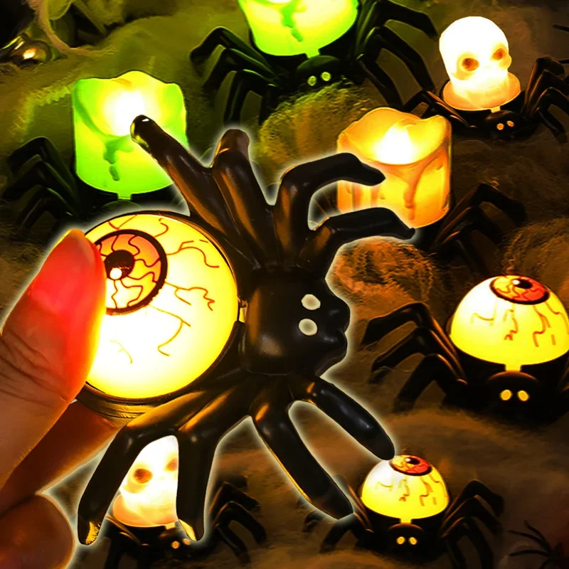 

Halloween Decorations LED Candle Light Plastic Spider Pumpkin Lamp for Home Bar Haunted House Halloween Party Decor Horror Props