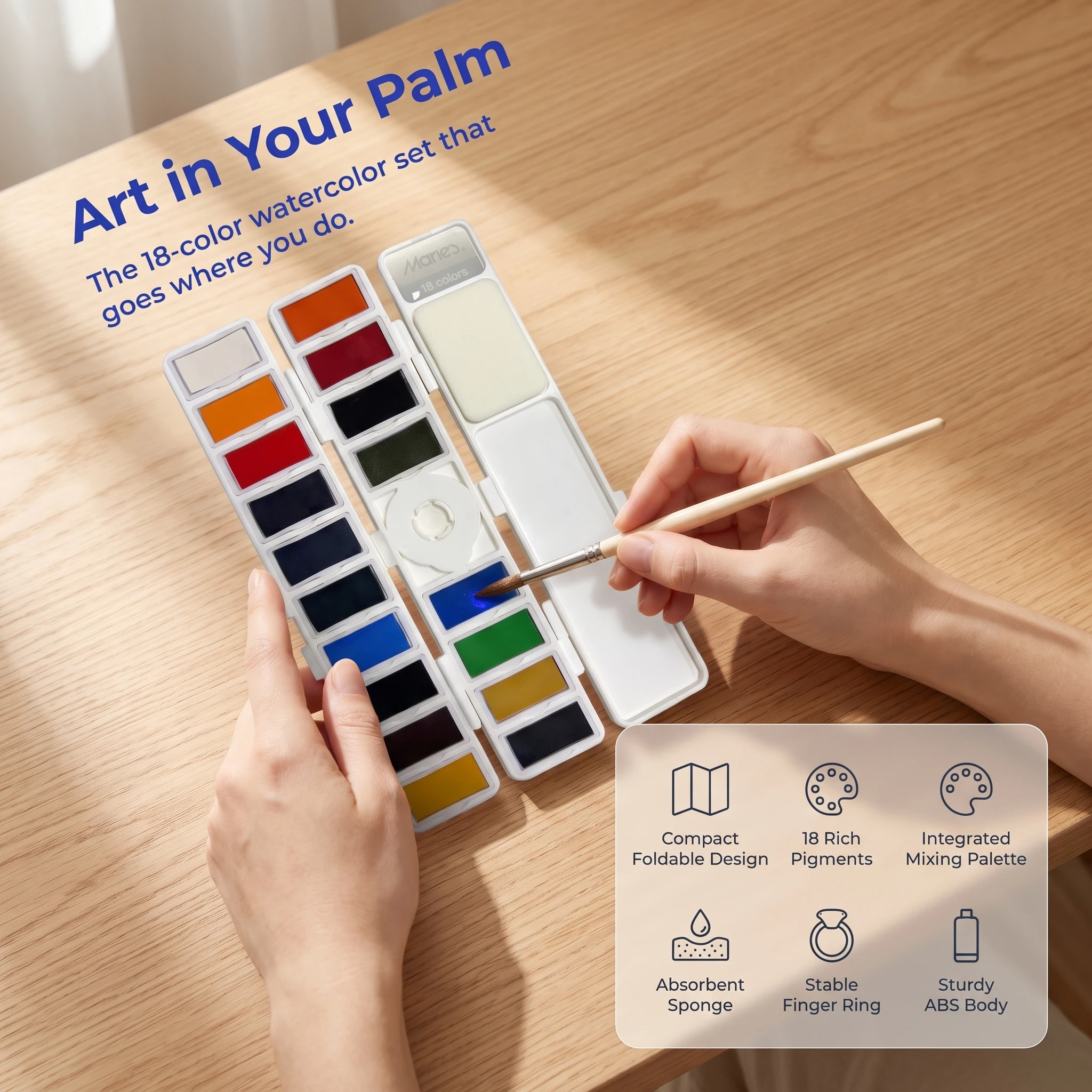 Maries Screen Solid Watercolor 38 Colors 58 Colors Paint Box Portable Painting Student Hand Painted Watercolor Set