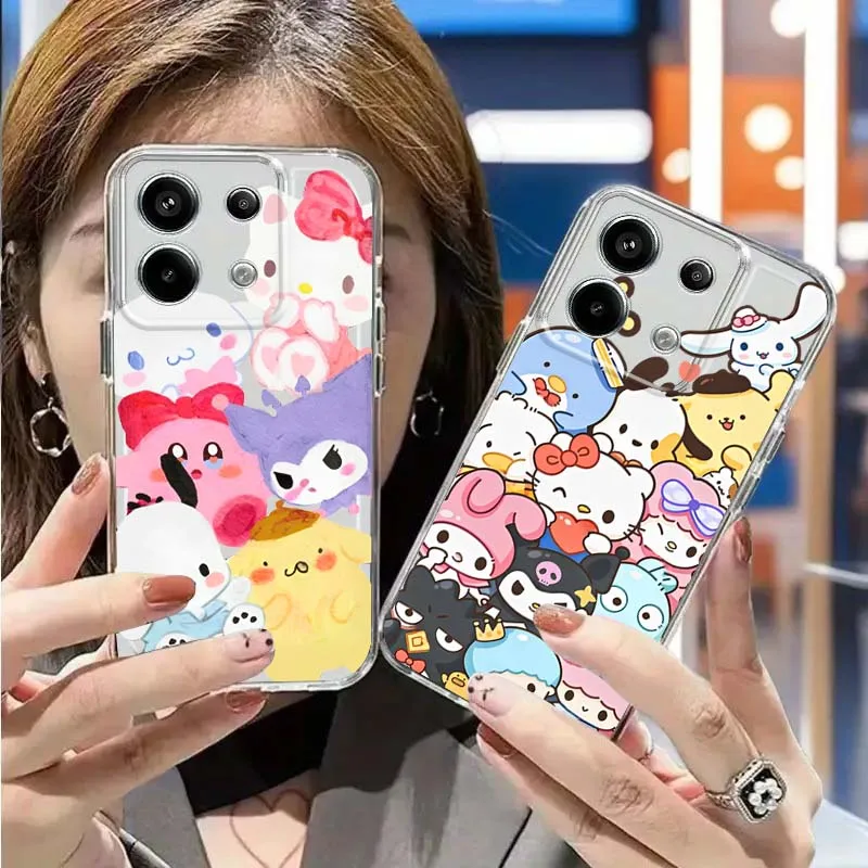 

Sanrio Family Group Photo Phone Case For Redmi Note 15 14 13 12 12R 11E Pro Plus Turbo 4G 5G Space Shell