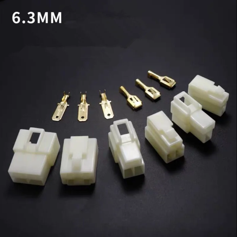 5sets 6.3mm  automobile wire connector male and female cable terminal plug kit motorcycle harness connector car 1/2/3/4/6/8/9pin