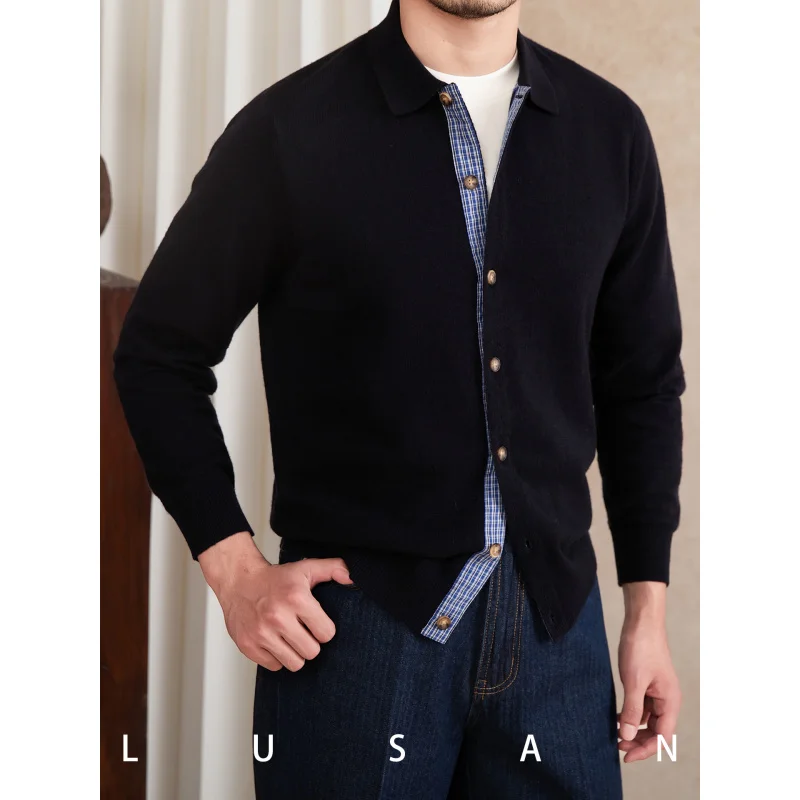 

Mr. Lu San Autumn British Slim Fit Commuter30Sheep Wool Knitted Cardigan Italian Style retro Casual Coat for Men and Women