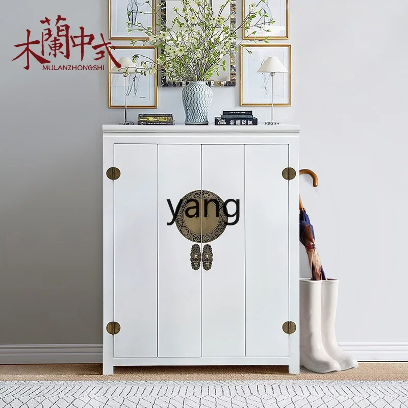 

LMM new Chinese shoe cabinet Zen entrance decorative cabinet tea cabinet solid wood