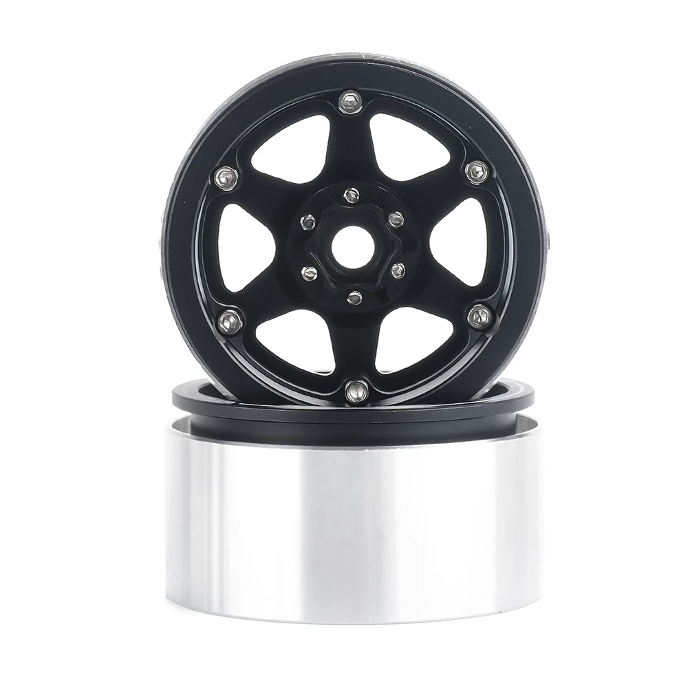 PYFORE 2,2 Zoll Beadlock Metallfelge mit Nabenkern, Kletterreifen 64x35mm, 12mm Adapter für 1/10 1/8 RC Modellauto Crawler Zubehör – Detail 15