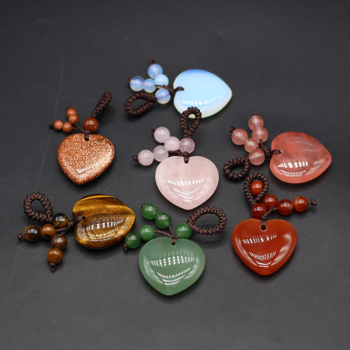 Natural Stone Keychains Heart Shape Women Handbag Wallet Decoration Car Keychain Birthday Gifts