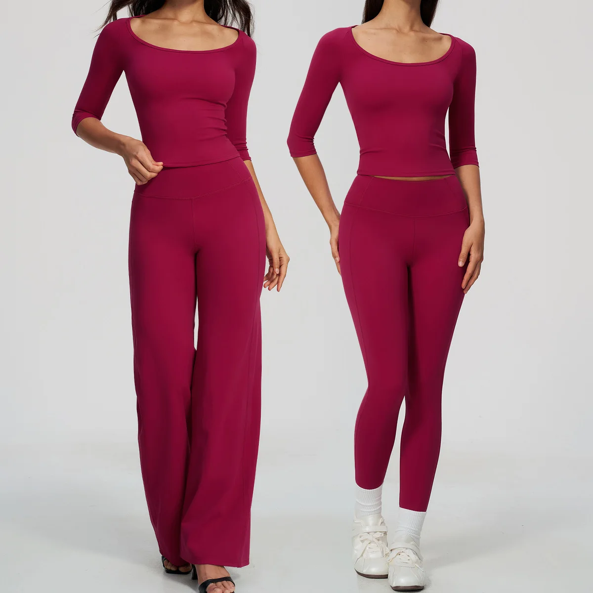 Yoga Set 2PCS Workout Outfit Women Fitness Suits Sportswear Gym Tracksuit Leggings Middle sleeve  Athletic Wear Female Clothes