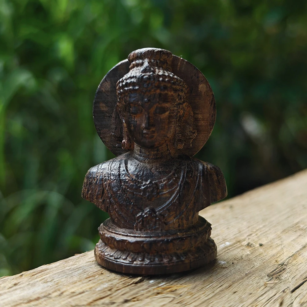 Hand-Carved Wooden Buddha Statue Small Figurine, Zen Style, Classic Theme, Suitable for Interior Decoration, Christmas Decorations, Fireplace, Office, New Year Gifts, Birthday Gifts, Study Room
