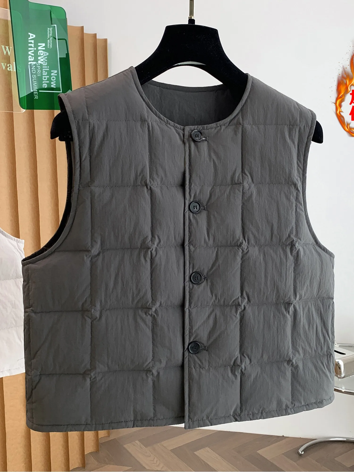 Slim Fit Cotton Blend Grid Pattern Vest Women's Lightweight Warmth Layering Shirt Spring Autumn Fashion Commute Style Button ...