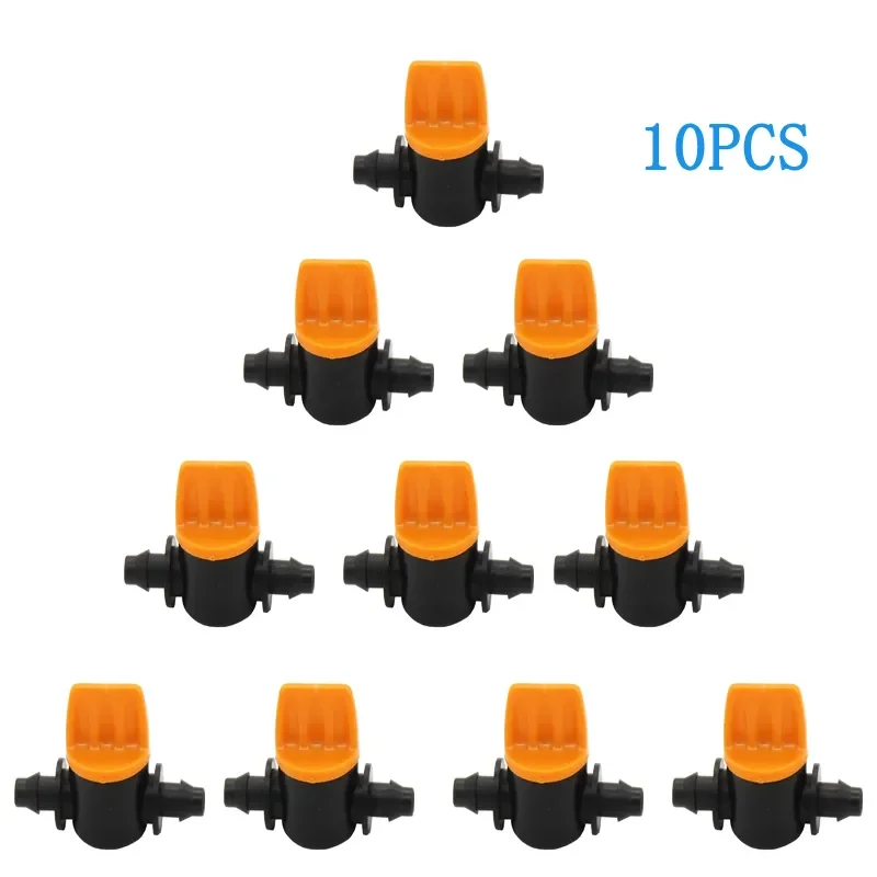 

10/5PCS Mini Valve Drip Irrigation Shut-Off Valve Garden Tap Barb Connectors For 4/7mm Hose Irrigation Water Flow Control Valve