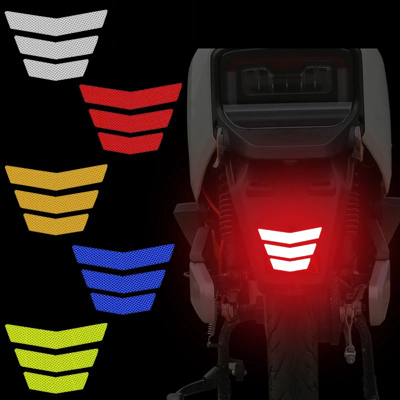 3Pcs Motorcycle Stickers Reflective Warning Trapezoidal Arrow Tail Fender Racing Bumper Decal Adhesive Tape for Car Truck Bike