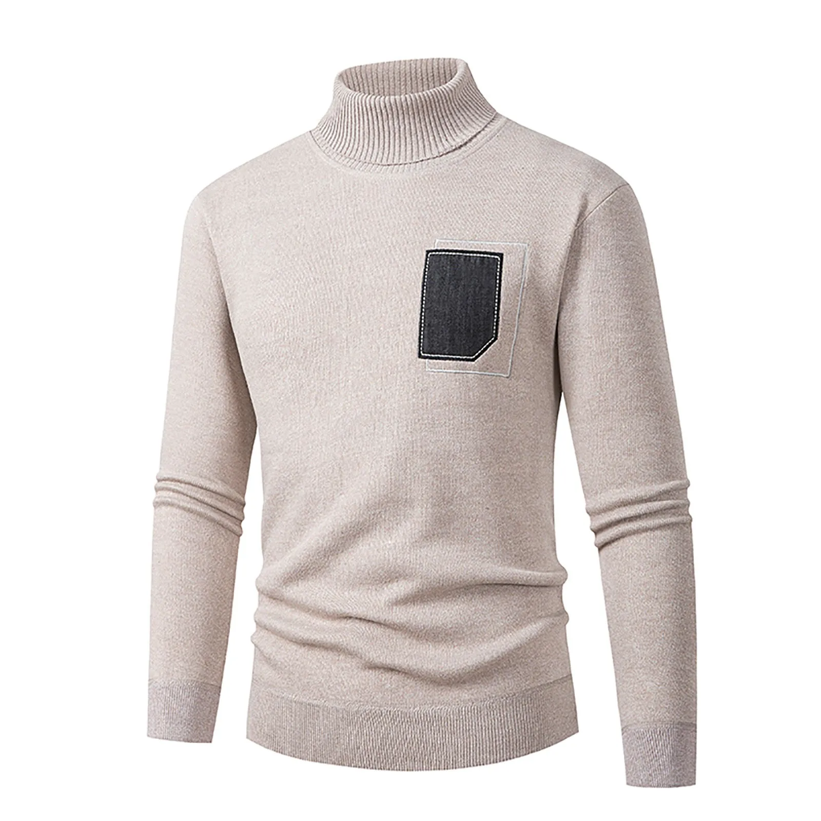 

Autumn Men's Turtleneck Sweater Winter Knitting Pullovers Warm Men Jumper Loose Solid Color Top Knitting Wool Turtleneck