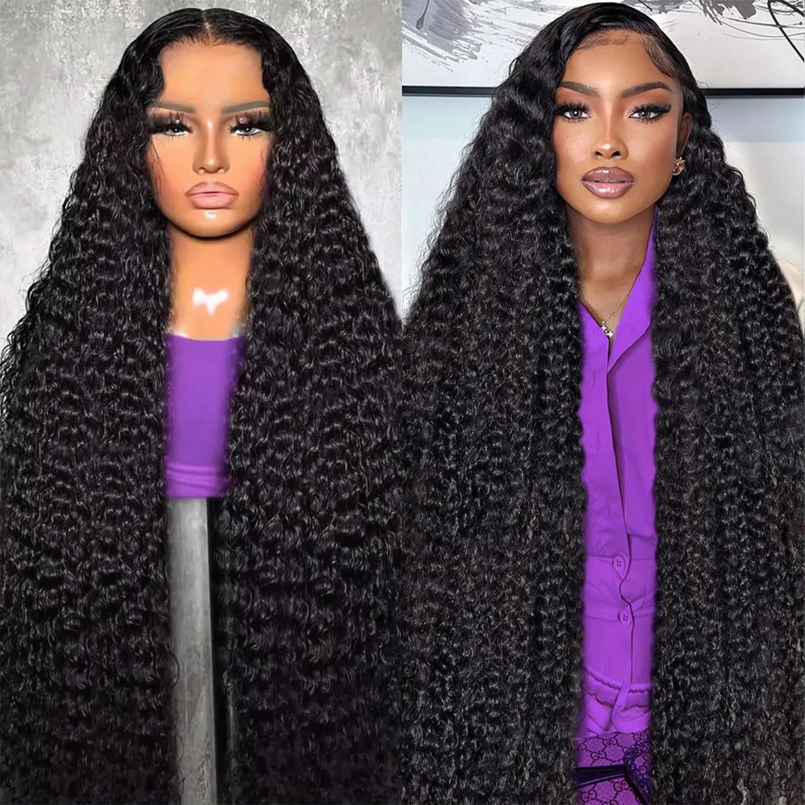 

300 Density Deep Wave Lace Frontal Wig Curly 13x6 HD Lace Front Human Hair Wigs Water Wave Full Human Hair Lace Wigs 30 40 Inch