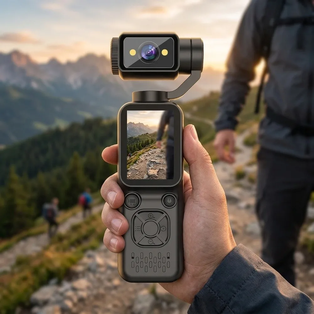 4K Action Camera Portable Handheld Pocket Camera Recording With 180° Rotating Lens For Outdoor Sports Vlogging Photography