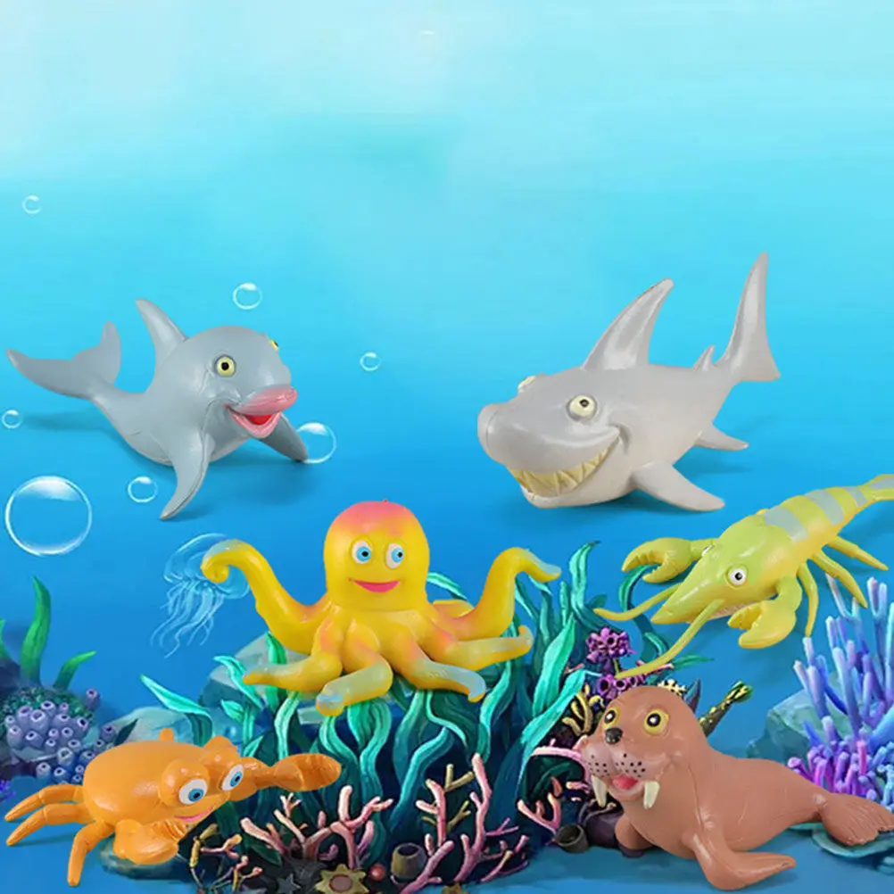

6Pcs Vivid Ocean Animal Simulation Figures High Quality Safe Early Learning Tool for Children Science Exploration Desktop Decor