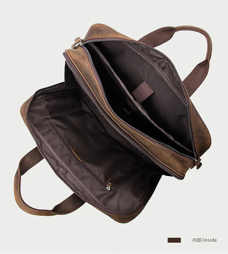 High Quality Genuine Leather Men Briefcase Business Bag Crazy Horse Leather Large 17'inch Laptop Bag Male Portfolio Office Case