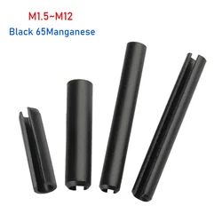 1-50pcs 검정색 65 망간강 탄성 Cottered 원통형 위치 결정 텐셔닝 장부 롤링 스프링 핀 M1.5 M2 M3 M4-M12