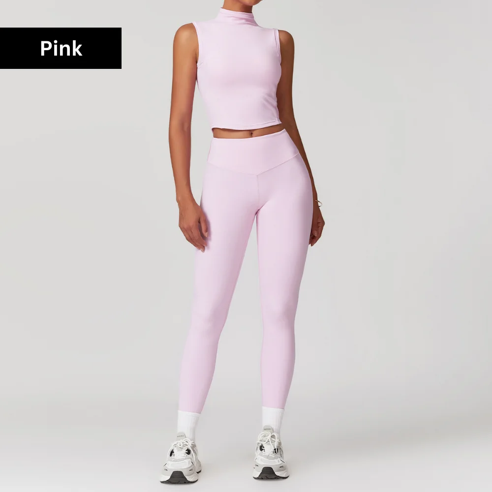 Conjunto de roupa de yoga de ajuste fino feminino elegante treino ginásio conjunto de fitness, design de volta lisonjeiro confortável ginásio yoga roupas conjunto casual