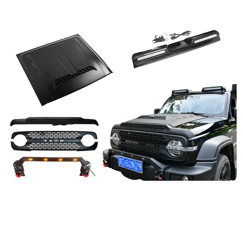 

For GWM Tank 300 Upgrade Bumper Lip Grille Conversion PP Plastic Steel Parts Facelift Barbus Body Kit