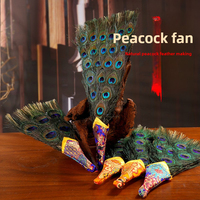 Tibetan Nepalese Bumpa Vase Fan Peacock Eye Feather Decor Handmade 7 10 15 Eyes