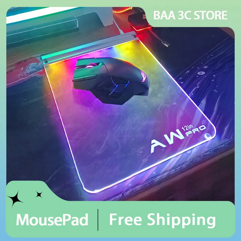 Alienware Photovoltaic RGB Glass Mouse Mat Bluetooth Rhythm Fps Desk Mat Esports Game Mousepad Laptop Gamer PC Accessories