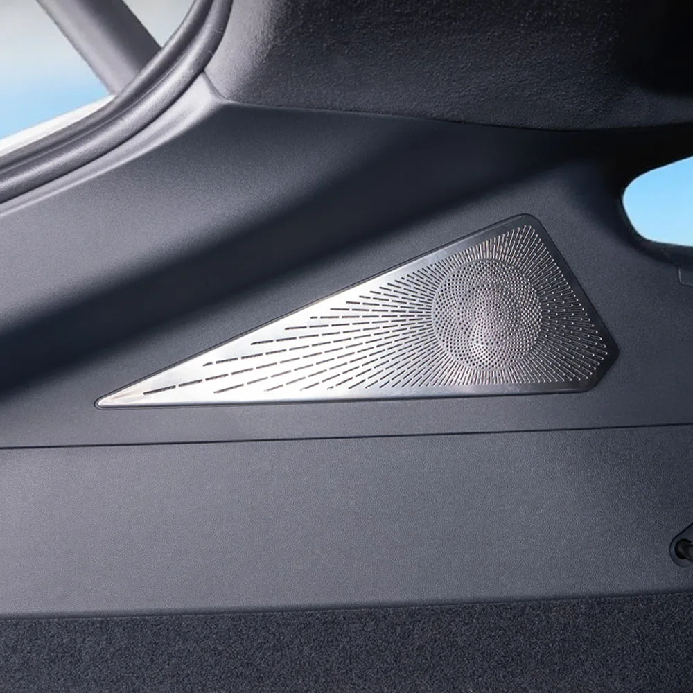 

2 шт. для нового Xpeng P7 2025, крышка звукового сигнала C-стойки багажника, детали для модификации автомобиля, защитный чехол из нержавеющей стали, пылезащитный