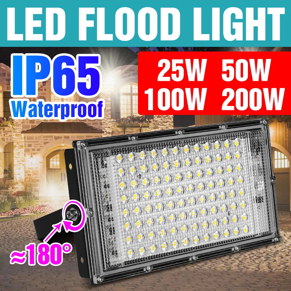 

200W LED Flood Light Outdoor Waterproof Street Lamp 220V Super Bright Exterior Wall Lights Courtyard Corridor Garden Lighting
