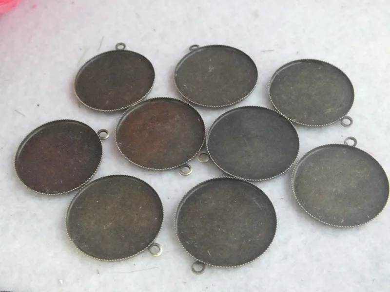 300pca/lot  25mm Round Pendant Trays , Antique Bronze Round Bezel Pendant Blanks, Blank Cameo Settings