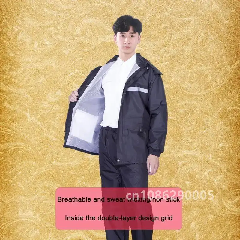 Raincoat Rain Pants Suit Labor Protection Rainstorm Prevention Outdoor Motorcycle Take Away Riding Reflective Split Raincoat