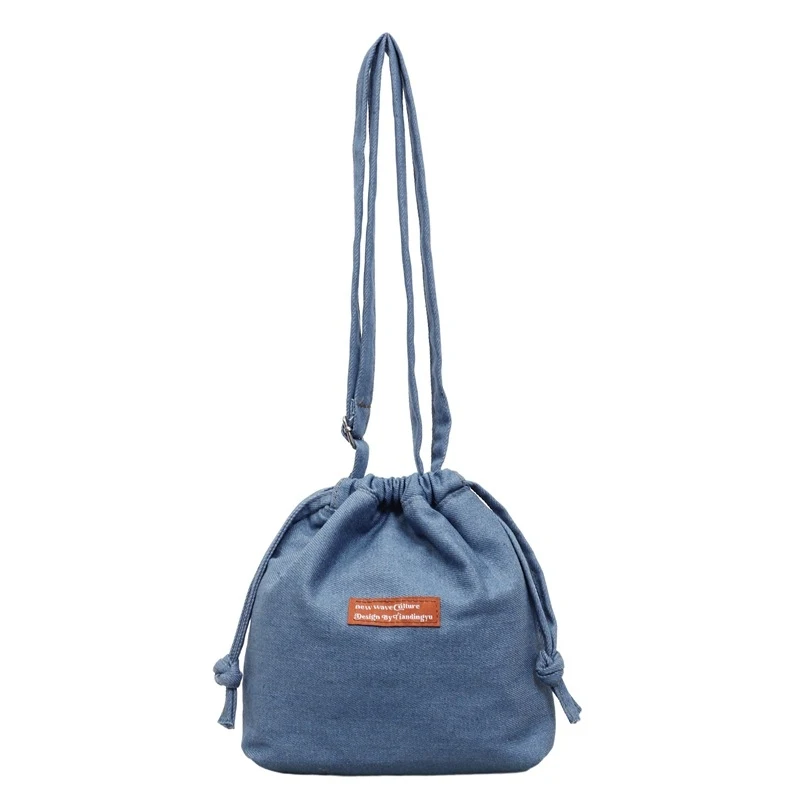 

Women's Denim Bag2026New casual and stylish solid color shoulder crossbody bag, fashionable and versatile drawstring bucket bag