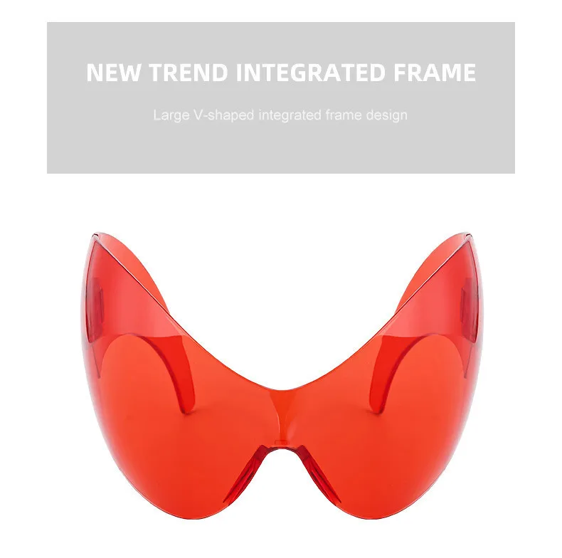 Übergroße Y2k Sport Sonnenbrille Frauen 2000er Wrap Around Schild Goggle Männer Luxus Marke Designer Trends Punk Sonnenbrille Oculos – Detail 9