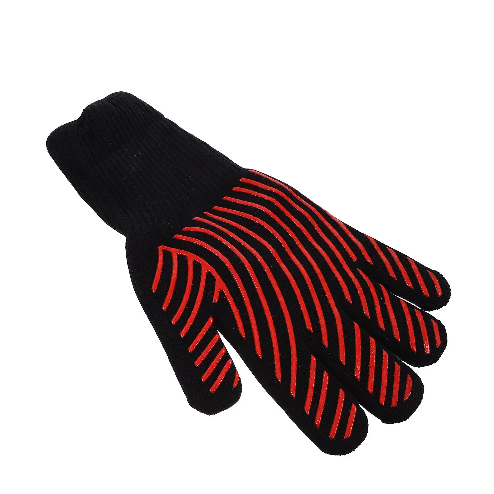 

1Pcs Fireproof Heat Resistant Glove Red Long Cuff High Temperature Insulated Oven Microwave Bbq Grill Cooking Gloves