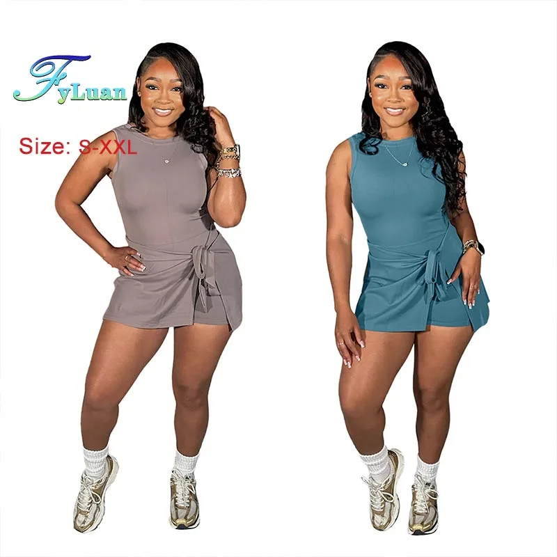 

Сплошной цвет, комбинезон без рукавов, брюки для похудения, комплект с открытой спиной, спортивный боди для фитнеса с завязками на поясе, фартук0, комплекты из двух предметов, костюмы для йоги